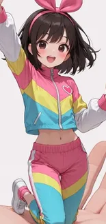 Colorful anime character in athletic wear