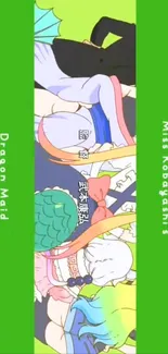 Miss Kobayashi's Dragon Maid anime wallpaper with vibrant colors and characters.