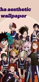 My Hero Academia characters aesthetic wallpaper showing colorful uniforms.