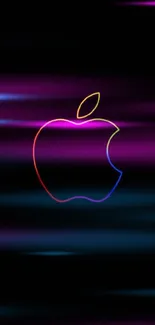 Colorful Apple logo on black background wallpaper.