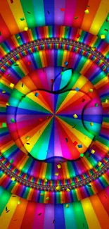 Colorful rainbow Apple logo wallpaper for phone.