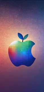 Colorful Apple logo on gradient background wallpaper.