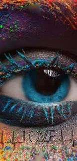 Vibrant eye wallpaper with colorful artistic design.