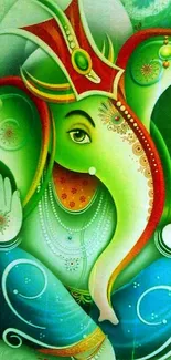 Colorful Ganesha wallpaper with vibrant design.