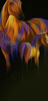 Abstract horse design with orange and purple tones for mobile wallpaper.