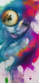 A vibrant abstract portrait with colorful splashes and an eye-catching design.