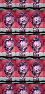 Colorful artistic skulls pattern wallpaper for mobile.