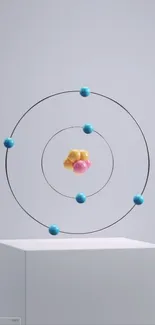 Colorful atomic structure model on display.