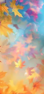 Colorful autumn leaves in vibrant shades, perfect for mobile wallpaper.