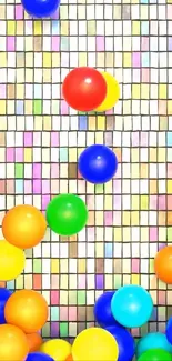 Colorful balls on mosaic background wallpaper