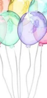 Colorful watercolor balloons mobile wallpaper.