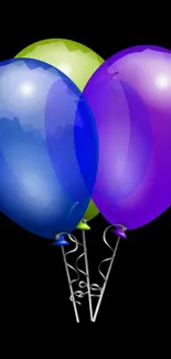 Colorful balloons on dark background wallpaper.