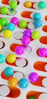 Colorful beads on an abstract vibrant background.