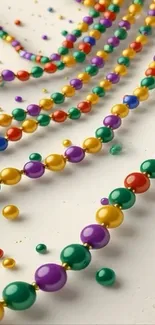 Colorful beads on a minimalist white background.