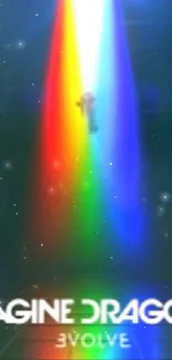 Vibrant rainbow beam on a dark background wallpaper.