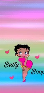 Betty Boop on colorful gradient wallpaper.