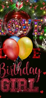 Colorful birthday wallpaper with love, balloons, and festive designs.