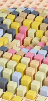 Colorful geometric blocks pattern wallpaper