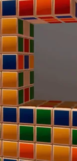 3D colorful blocks creating an abstract pattern.