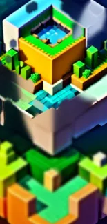 Vivid greenery block design in voxel style.