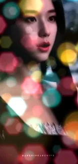 Vibrant bokeh and soft focus portrait mobile wallpaper.