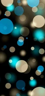 Abstract colorful bokeh circles on black background wallpaper.