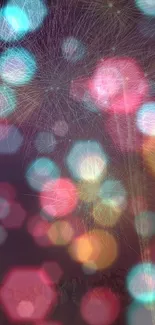 Vibrant bokeh wallpaper with fireworks and colorful lights.