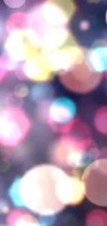 Colorful bokeh effects on a mobile wallpaper background.