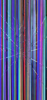 Colorful shattered screen with vibrant stripes on a mobile wallpaper.