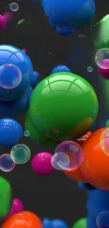 Vibrant abstract wallpaper with colorful floating bubbles.