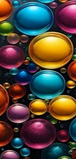 Colorful overlapping bubbles on a dark background.