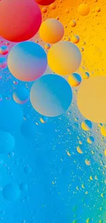 Colorful abstract wallpaper with vibrant bubbles and blue tones.