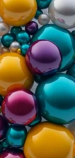 Vibrant and colorful 3D bubble abstract wallpaper.