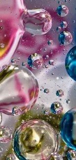 Colorful abstract bubbles floating in liquid