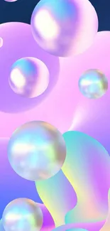 Abstract mobile wallpaper with colorful bubbles and pink hues.