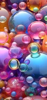 Vibrant bubbles create a colorful, abstract design wallpaper.