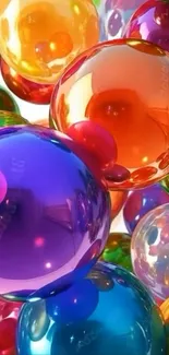 Colorful translucent bubbles in multiple hues creating a vibrant mobile wallpaper.