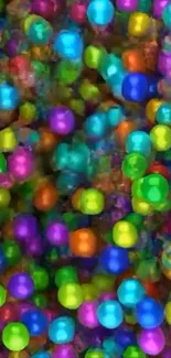 Vibrant and colorful bubbles in motion.