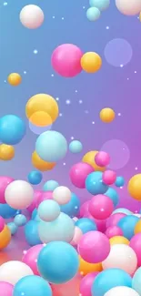 Colorful mobile wallpaper with vibrant bubbles in pink, yellow, and blue hues.