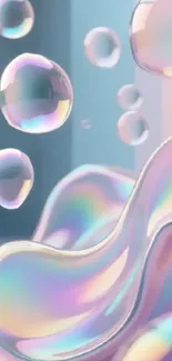 Vibrant mobile wallpaper with colorful bubbles in a surreal dreamscape.