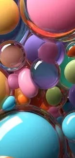 Colorful spheres creating abstract pattern in vibrant hues.