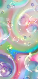 Vibrant pastel bubble wallpaper with swirling colors.