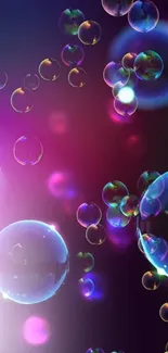 Colorful bubbles on a vibrant purple background wall.