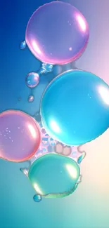 Colorful bubbles floating on a dreamy gradient background wallpaper.