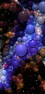 Colorful galaxy-inspired bubbles on a mobile wallpaper.