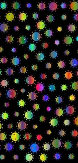 Colorful bubbles against dark background mobile wallpaper.