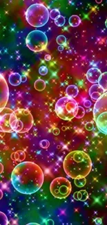 Colorful bubbles and stars galaxy wallpaper for phones.