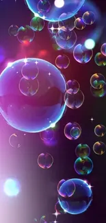 Colorful bubbles on a dark background wallpaper.