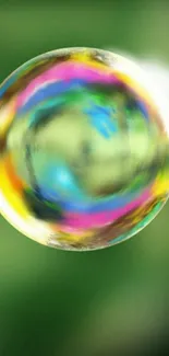 A colorful bubble with green background.