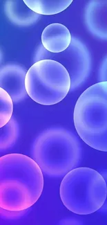 Colorful abstract wallpaper with neon bubbles.